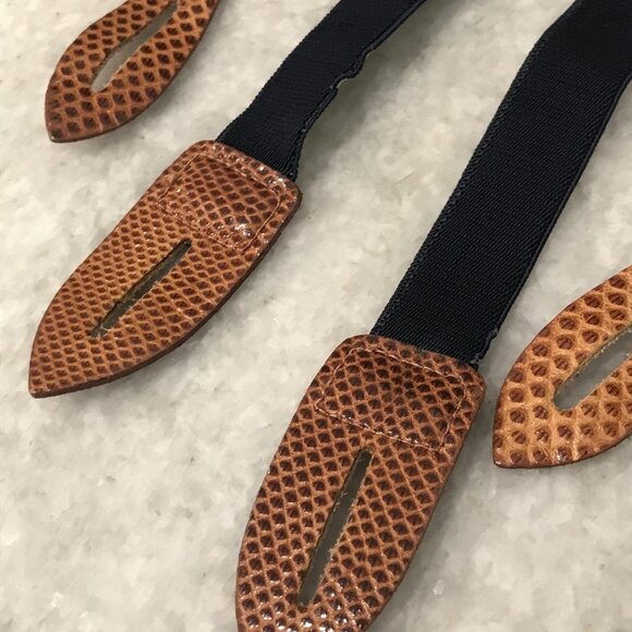 Cole Haan Suspenders Mens One Size Green Paisley Y-Back Leather Button Braces - Picture 4 of 6